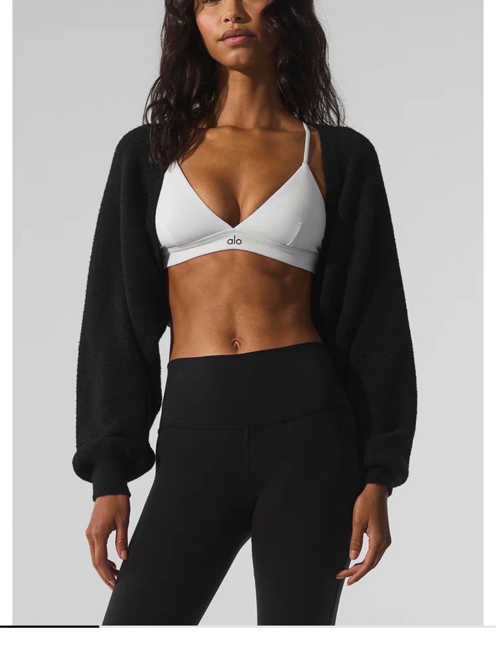 ALO black sweater shrug